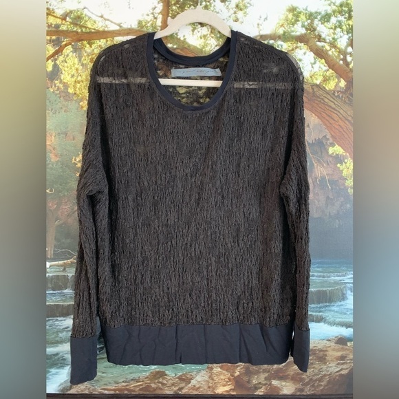 Raquel Allegra Sheer Lace Pull Over Shirt - Picture 1 of 12